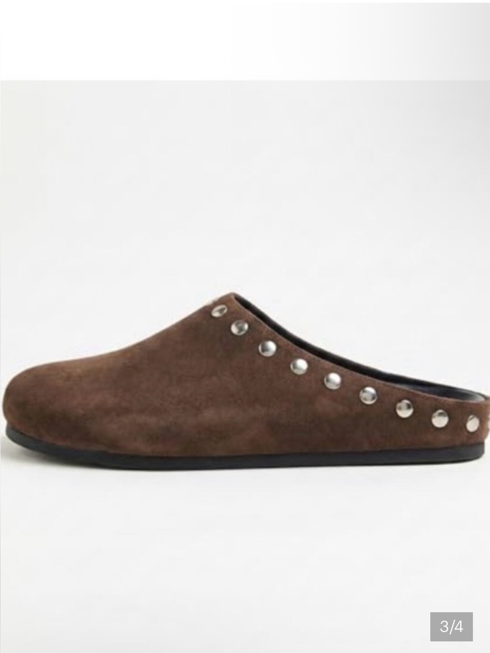 $160 By Anthropologie Brown Suede Studded Slip-On Mules Size 38 - 7 - 7.5 - Picture 3 of 4